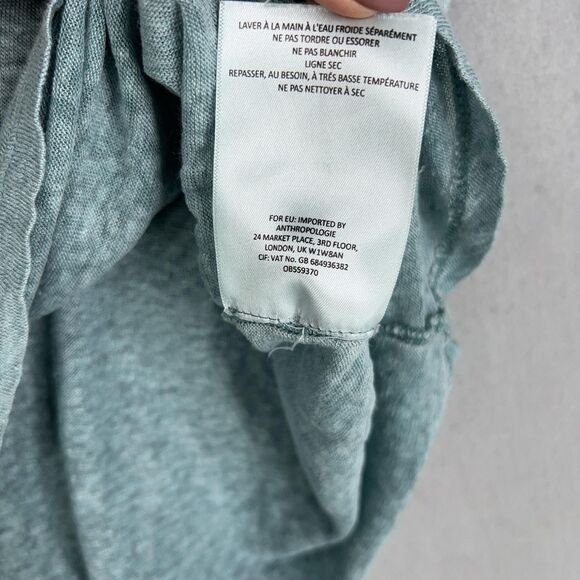 Anthropologie Akemi Kin Shirt Womens Medium Blue Crochet Lace Coastal 100% Linen - Picture 12 of 13